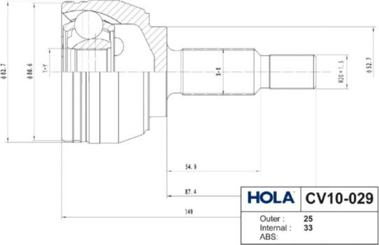 Hola CV10-029 - Шарнирный комплект, ШРУС, приводной вал autosila-amz.com