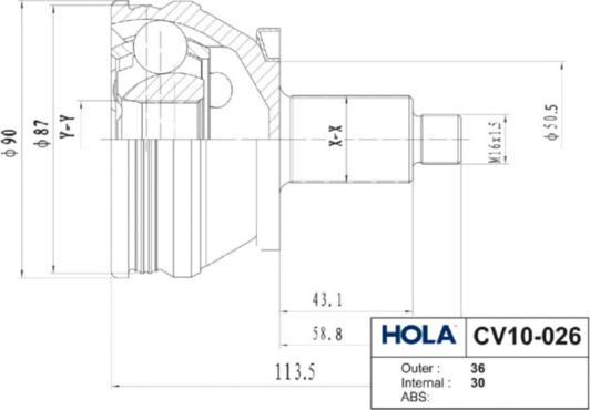 Hola CV10-026 - Шарнирный комплект, ШРУС, приводной вал autosila-amz.com