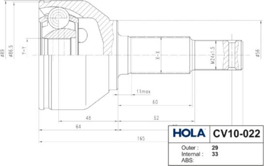 Hola CV10-022 - Шарнирный комплект, ШРУС, приводной вал autosila-amz.com