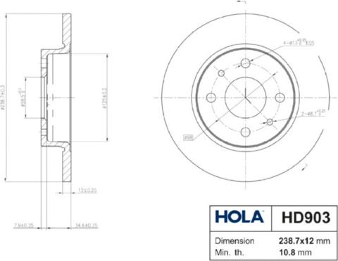 Hola HD903 - Тормозной диск autosila-amz.com