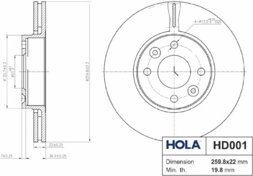 Hola HD001 - Тормозной диск autosila-amz.com