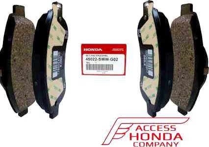 Honda 45022SWWG02 - Тормозные колодки, дисковые, комплект autosila-amz.com