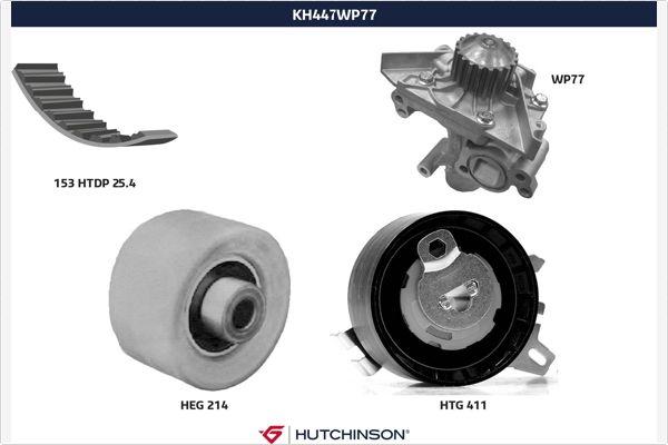 Hutchinson KH 447WP77 - Водяной насос + комплект зубчатого ремня ГРМ autosila-amz.com