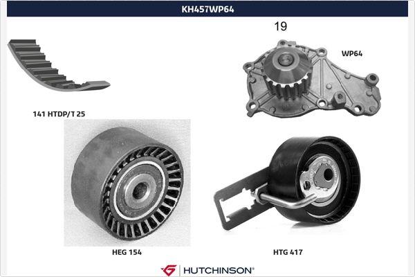 Hutchinson KH 457WP64 - Водяной насос + комплект зубчатого ремня ГРМ autosila-amz.com