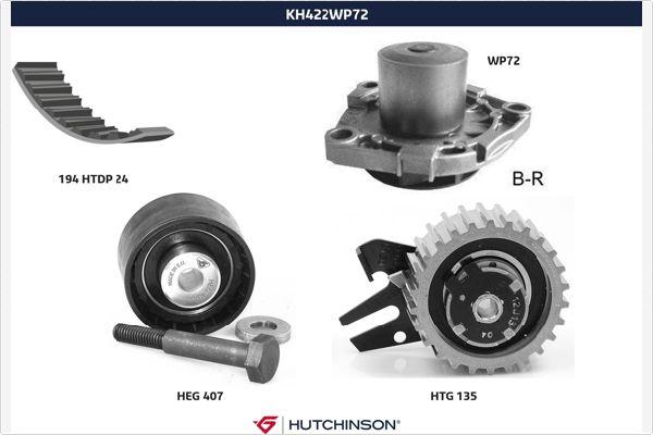 Hutchinson KH 422WP72 - Водяной насос + комплект зубчатого ремня ГРМ autosila-amz.com