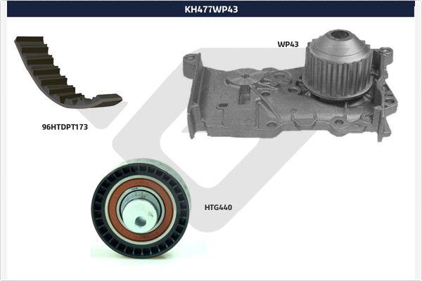 Hutchinson KH 477WP43 - Водяной насос + комплект зубчатого ремня ГРМ autosila-amz.com