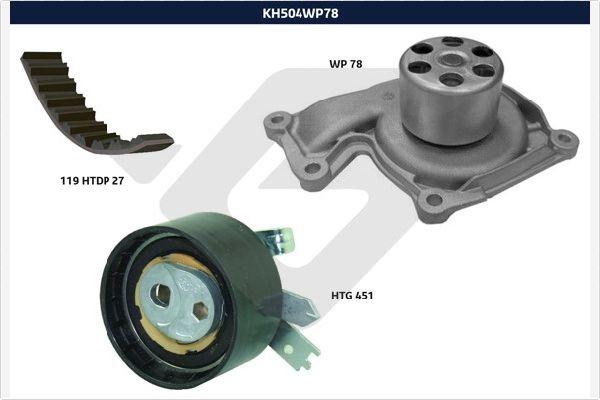 Hutchinson KH 504WP78 - Водяной насос + комплект зубчатого ремня ГРМ autosila-amz.com