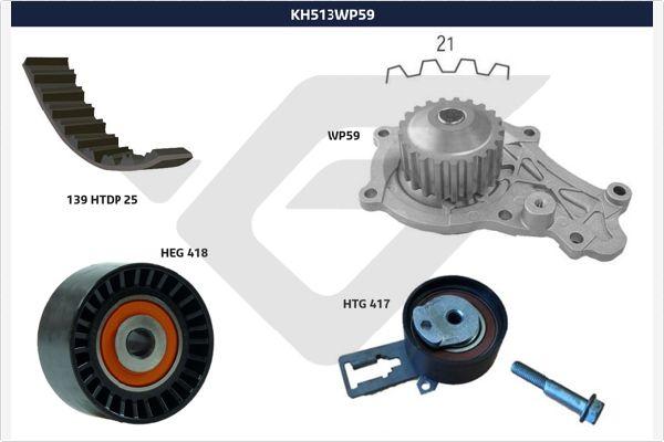 Hutchinson KH 513WP59 - Водяной насос + комплект зубчатого ремня ГРМ autosila-amz.com