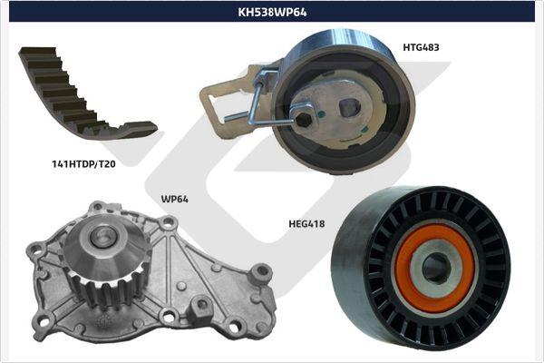 Hutchinson KH 538WP64 - Водяной насос + комплект зубчатого ремня ГРМ autosila-amz.com