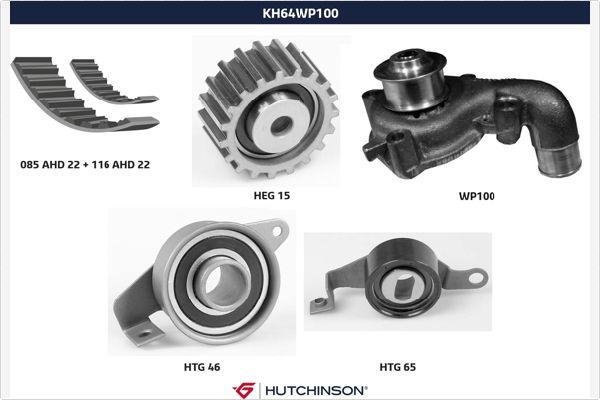 Hutchinson KH 64WP100 - Водяной насос + комплект зубчатого ремня ГРМ autosila-amz.com