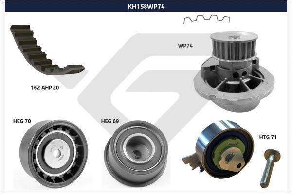 Hutchinson KH 158WP74 - Водяной насос + комплект зубчатого ремня ГРМ autosila-amz.com