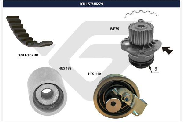 Hutchinson KH 157WP79 - Водяной насос + комплект зубчатого ремня ГРМ autosila-amz.com