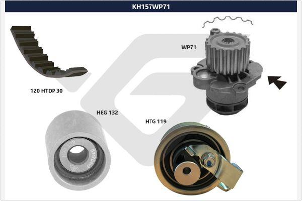 Hutchinson KH 157WP71 - Водяной насос + комплект зубчатого ремня ГРМ autosila-amz.com