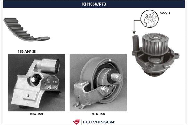 Hutchinson KH 166WP73 - Водяной насос + комплект зубчатого ремня ГРМ autosila-amz.com
