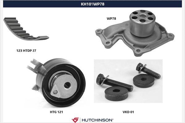 Hutchinson KH 101WP78 - Водяной насос + комплект зубчатого ремня ГРМ autosila-amz.com