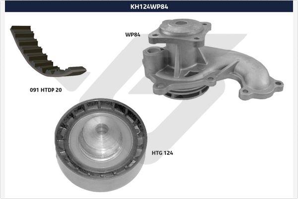 Hutchinson KH 124WP84 - Водяной насос + комплект зубчатого ремня ГРМ autosila-amz.com
