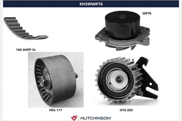 Hutchinson KH 399WP76 - Водяной насос + комплект зубчатого ремня ГРМ autosila-amz.com