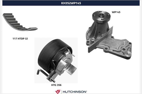 Hutchinson KH 352WP145 - Водяной насос + комплект зубчатого ремня ГРМ autosila-amz.com