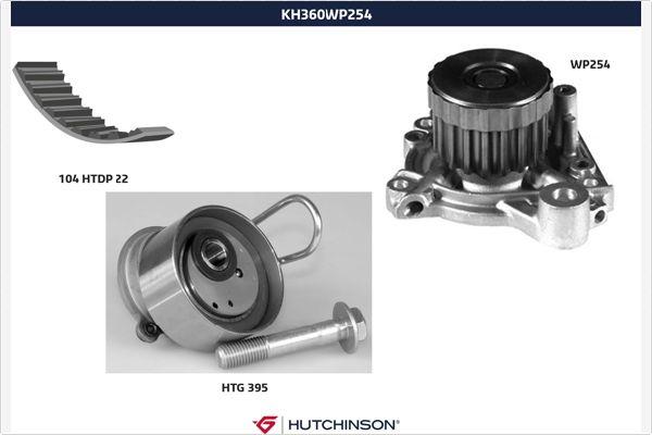 Hutchinson KH 360WP254 - Водяной насос + комплект зубчатого ремня ГРМ autosila-amz.com