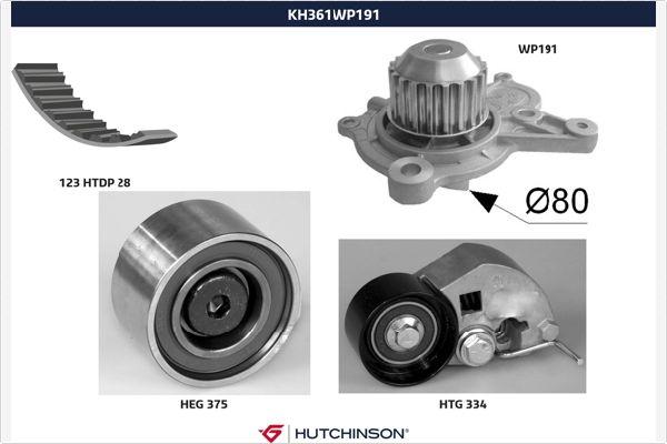 Hutchinson KH 361WP191 - Водяной насос + комплект зубчатого ремня ГРМ autosila-amz.com