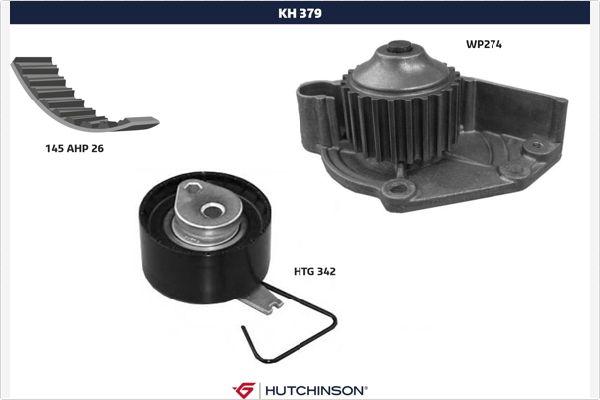 Hutchinson KH 379WP274 - Водяной насос + комплект зубчатого ремня ГРМ autosila-amz.com