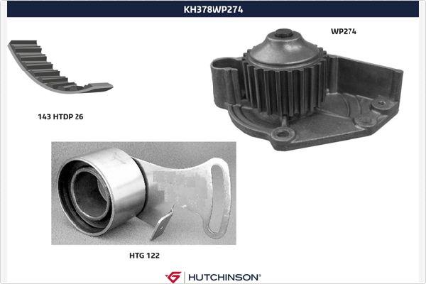 Hutchinson KH 378WP274 - Водяной насос + комплект зубчатого ремня ГРМ autosila-amz.com