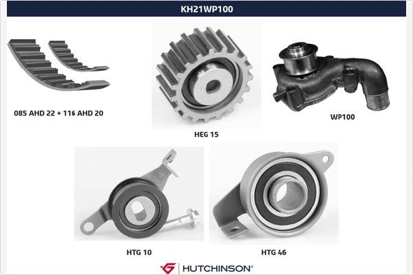 Hutchinson KH 21WP100 - Водяной насос + комплект зубчатого ремня ГРМ autosila-amz.com