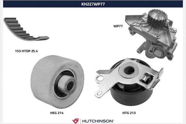 Hutchinson KH 227WP77 - Водяной насос + комплект зубчатого ремня ГРМ autosila-amz.com