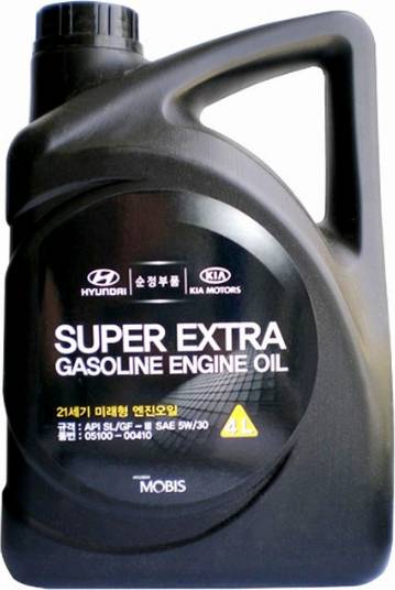 Hyundai 05100-00410 - МАСЛО МОТОРНОЕ ПОЛУСИНТЕТИЧЕСКОЕ GASOLINE ENGINE OIL SUPER EXTRA 5W/30, 4L autosila-amz.com