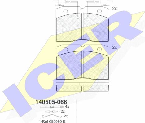 Icer 140505 - Тормозные колодки, дисковые, комплект autosila-amz.com