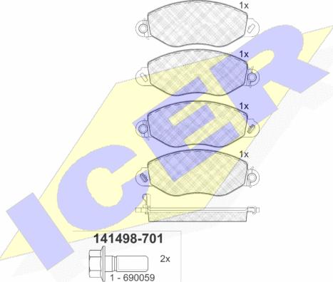 Icer 141498-701 - Тормозные колодки, дисковые, комплект autosila-amz.com