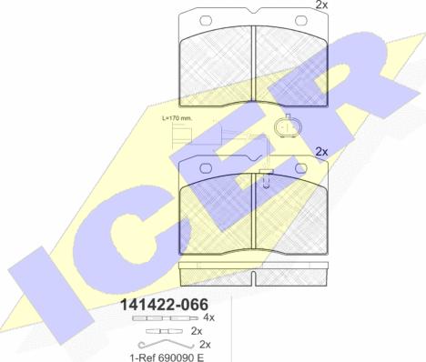 Icer 141422-066 - Тормозные колодки, дисковые, комплект autosila-amz.com