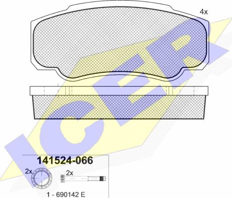 Icer 141524 - Тормозные колодки, дисковые, комплект autosila-amz.com