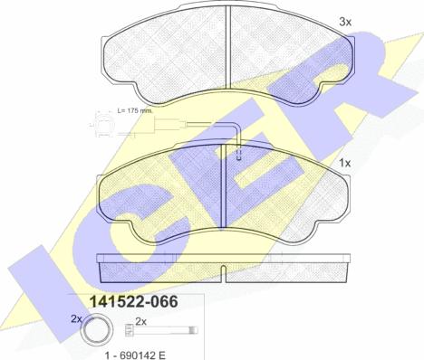 Icer 141522 - Тормозные колодки, дисковые, комплект autosila-amz.com