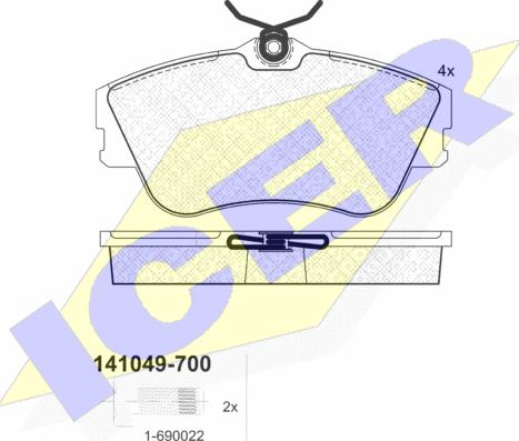 Icer 141049-700 - Тормозные колодки, дисковые, комплект autosila-amz.com