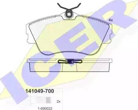 Icer 141049 - Тормозные колодки, дисковые, комплект autosila-amz.com