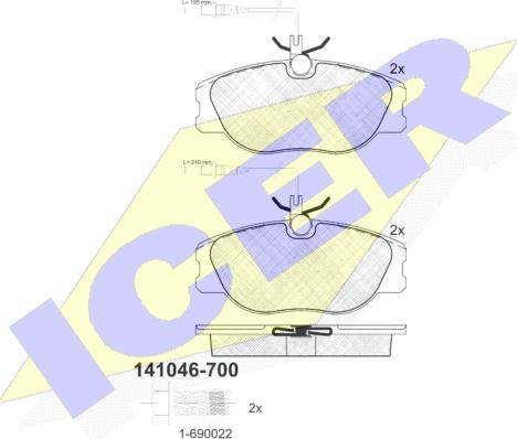 Icer 141046-700 - Тормозные колодки, дисковые, комплект autosila-amz.com