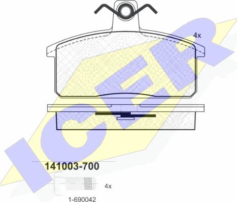 Icer 141003-700 - Тормозные колодки, дисковые, комплект autosila-amz.com