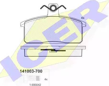 Icer 141003 - Тормозные колодки, дисковые, комплект autosila-amz.com