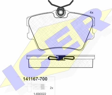 Icer 141167-700 - Тормозные колодки, дисковые, комплект autosila-amz.com