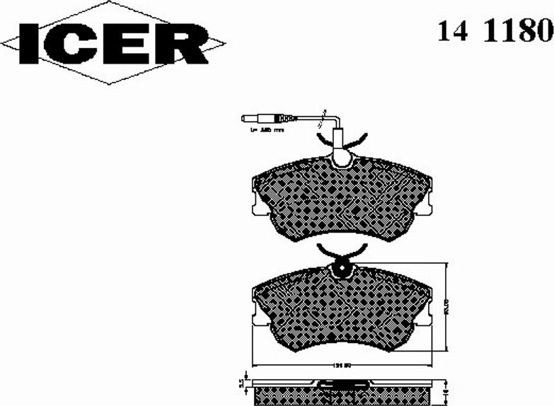 Icer 141180 - Тормозные колодки, дисковые, комплект autosila-amz.com