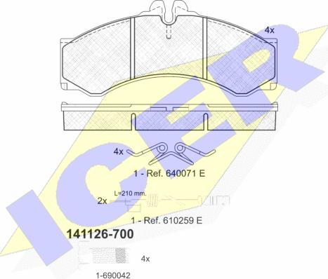 Icer 141126-700 - Тормозные колодки, дисковые, комплект autosila-amz.com