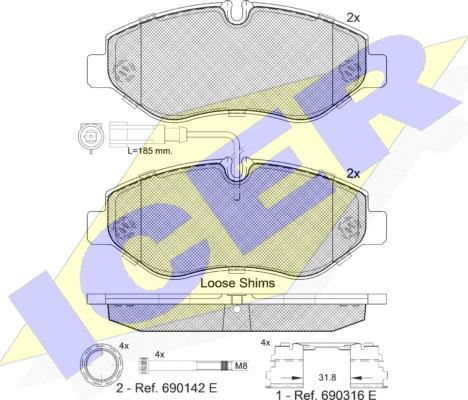 Icer 141846-066 - Тормозные колодки, дисковые, комплект autosila-amz.com