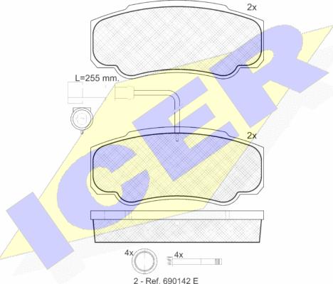 Icer 141847 - Тормозные колодки, дисковые, комплект autosila-amz.com