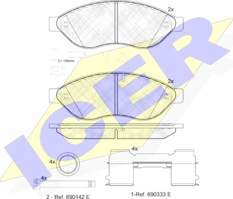 Icer 141803-203 - Тормозные колодки, дисковые, комплект autosila-amz.com