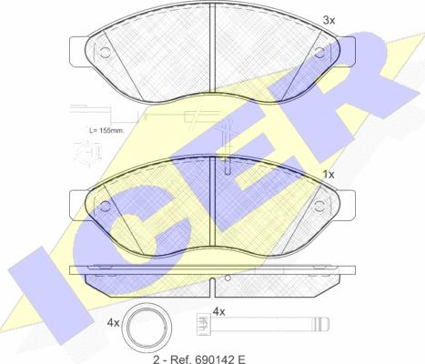 Icer 141803 - Тормозные колодки, дисковые, комплект autosila-amz.com