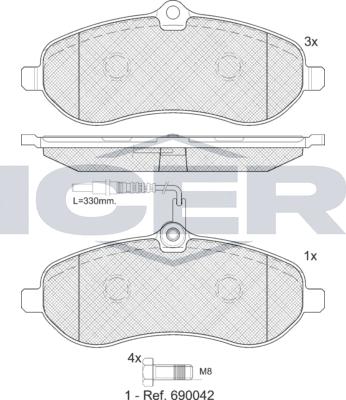 Icer 141802LM - Тормозные колодки, дисковые, комплект autosila-amz.com