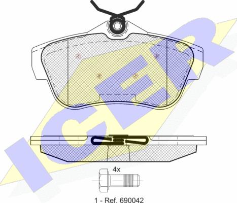 Icer 141823 - Тормозные колодки, дисковые, комплект autosila-amz.com