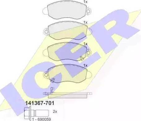 Icer 141367 - ТОРМОЗНЫЕ КОЛОДКИ ICER 141367 autosila-amz.com