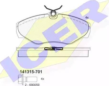 Icer 141315 - Тормозные колодки, дисковые, комплект autosila-amz.com